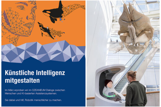 Am Deutschen Meeresmuseum können Gäste am Standort OZEANEUM Forschung live erleben und mit einem KI-basierten Sprachassistenzsystem interagieren